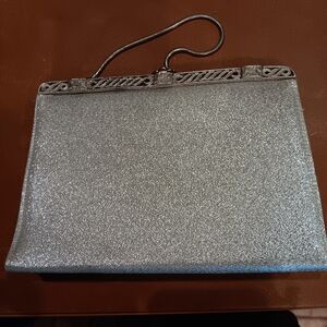 VTG Glamorous Silver Glitter Clutch